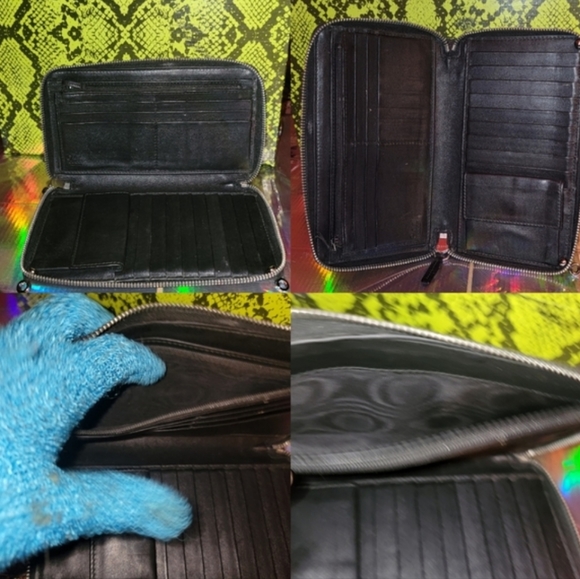 Gucci Micro GG Guccissima black leather wallet on chain zippy New in box Authent - Picture 14 of 16